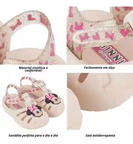 Sandália Infantil Grendene Disney Magic Baby Bege Glitter Talla 19