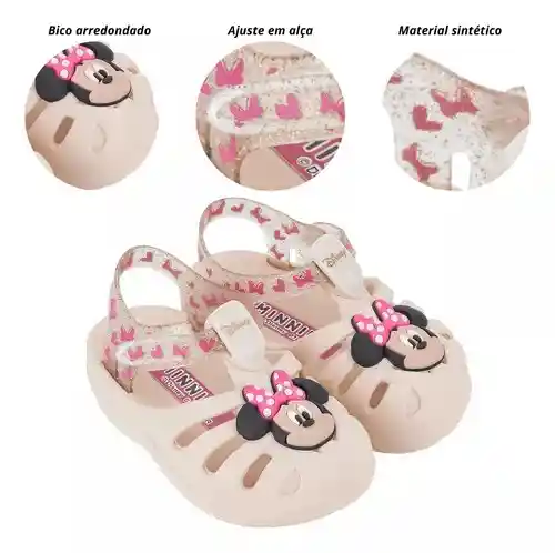 Sandália Infantil Grendene Disney Magic Baby Bege Glitter Talla 19