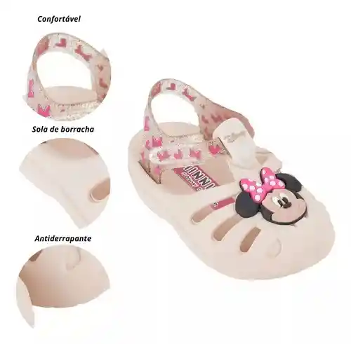 Sandália Infantil Grendene Disney Magic Baby Bege Glitter Talla 19