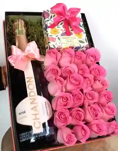 Caja De Lujo Rosé, Para Feliz Cumpleaños, Aniversario, Amor Y Amistad, Dia De La Mujer, Feliz Día