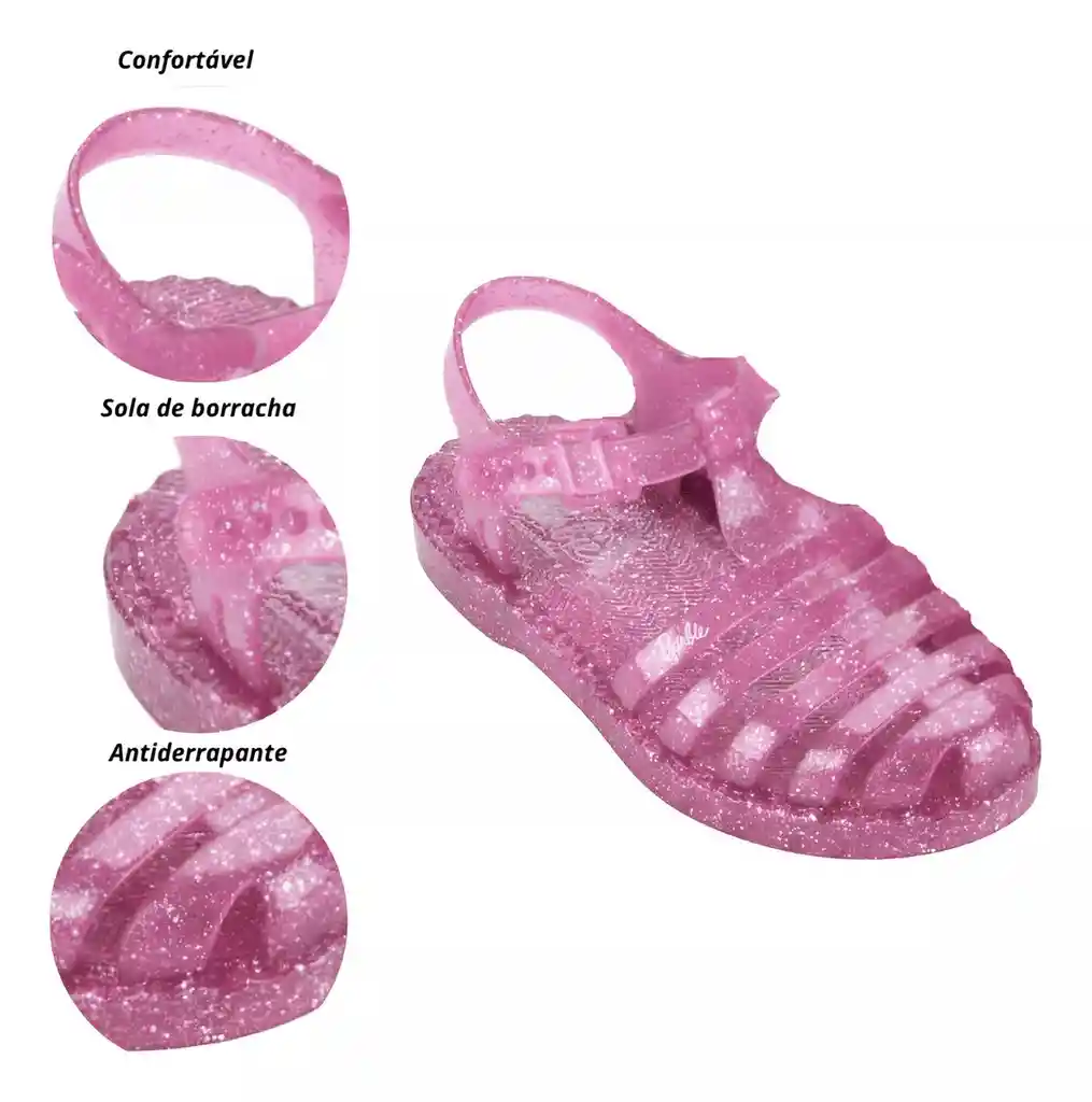 Sandália Infantil Grendene Barbie Aranha Rosa Escuro Glitter Talla 28