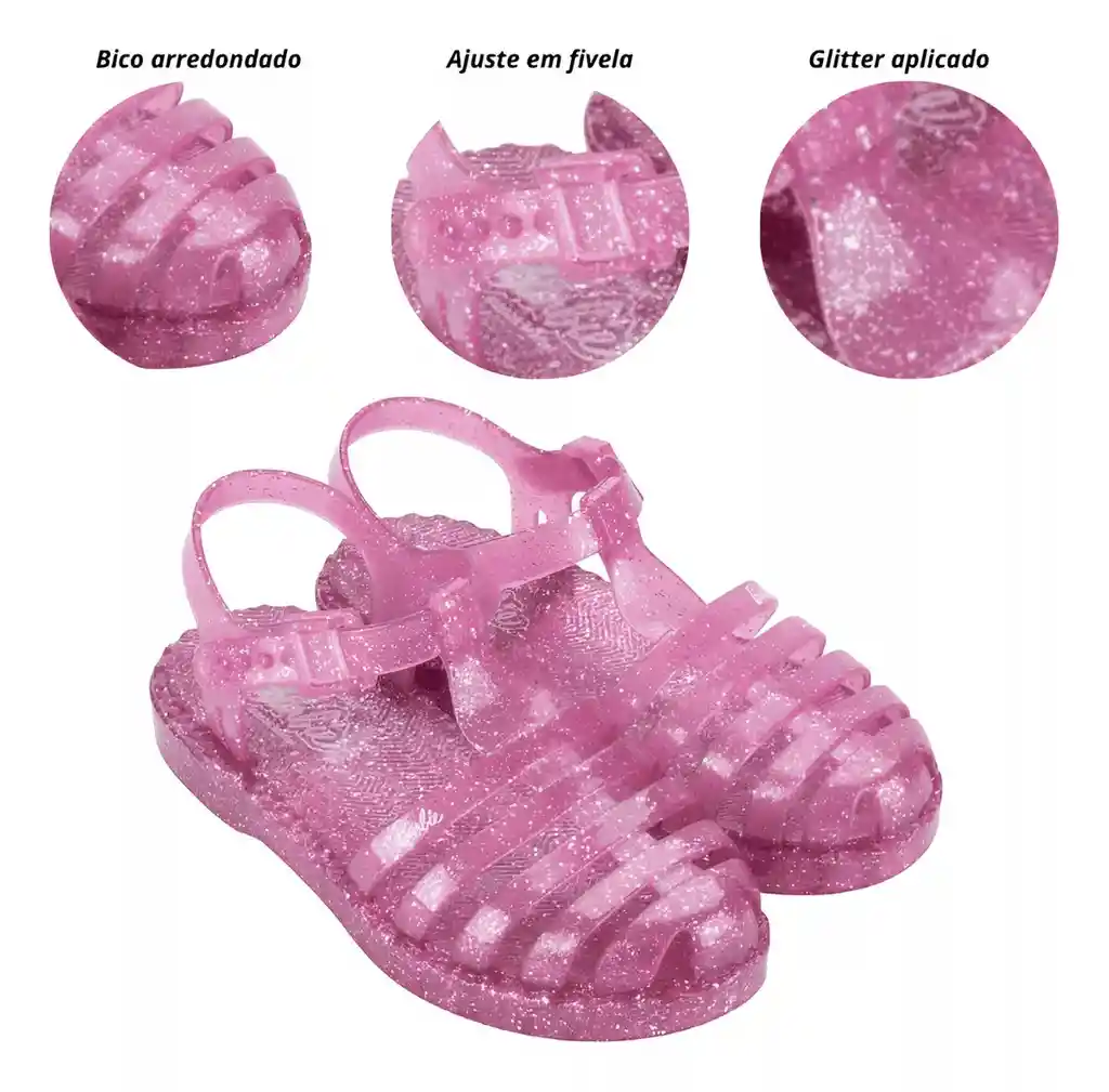 Sandália Infantil Grendene Barbie Aranha Rosa Escuro Glitter Talla 28