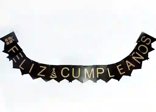 Feliz Cumpleaños Guirnalda Negra Mediana