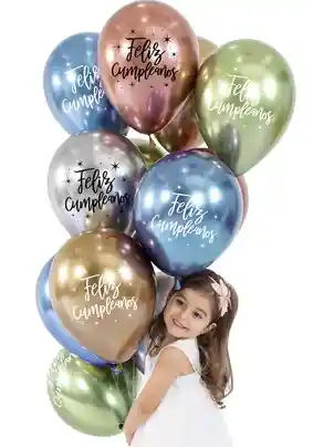 Bomba Biodegradable Cromada Feliz Cumpleaños Surtidas