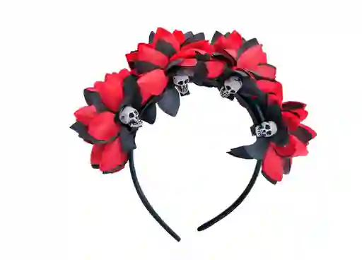 Halloween Balaca Con Flores Y Calaveras