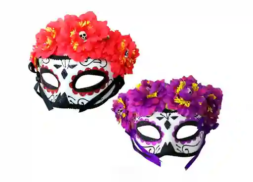 Halloween Antifaz De Calavera Con Flores Halloween