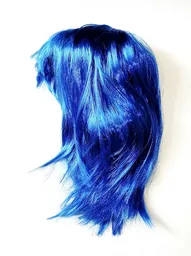 Halloween / Hora Loca Peluca Corta Lisa Azul