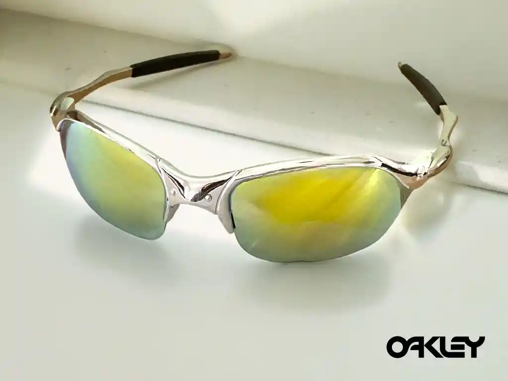 Gafas De Sol Oakley Gafas Metálicas, Lentes De Protección Solar, Gafas De Ciclismo, Plateado Lente Amarillo - Dorado