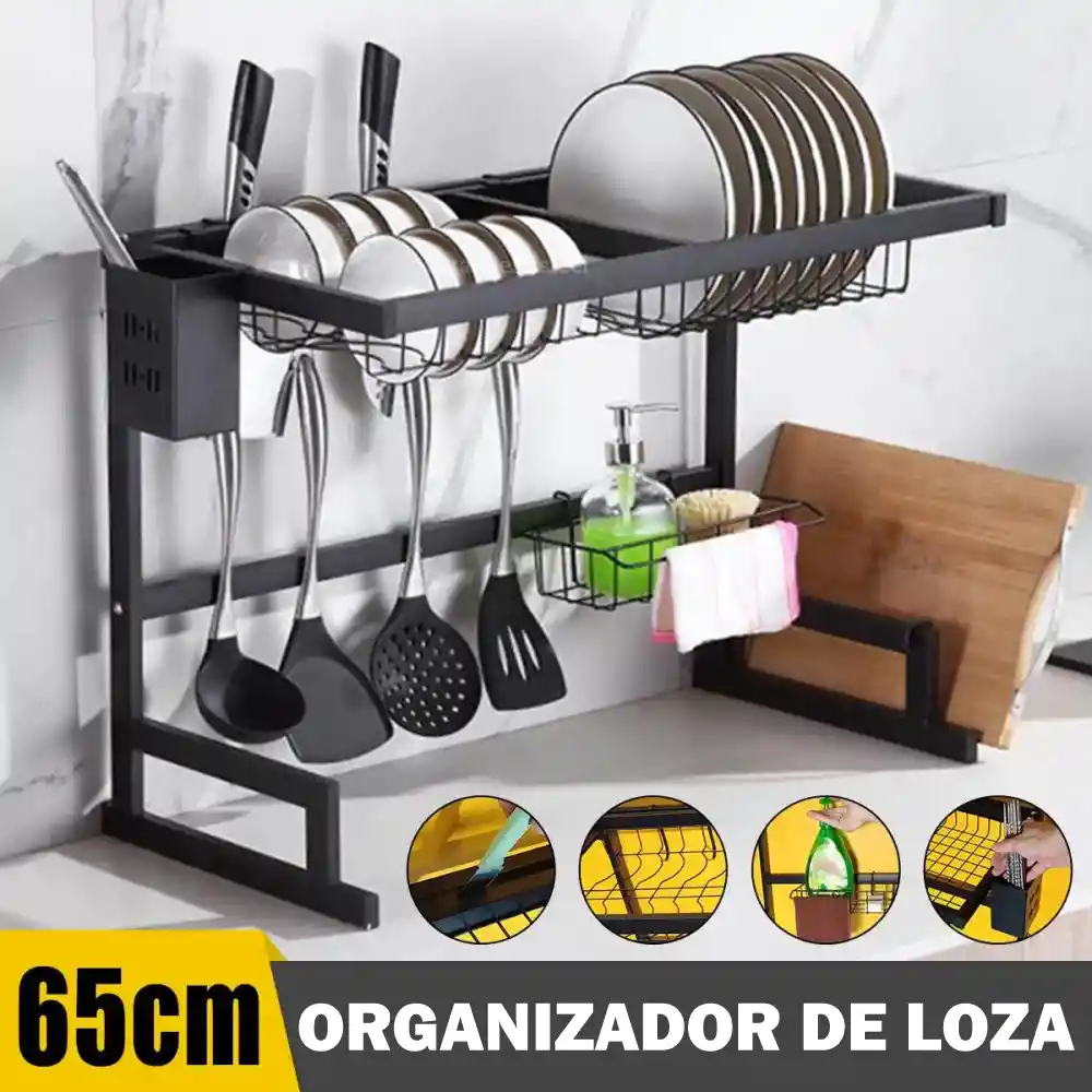 Escurridor De Loza Organizador Platos Utensilios Cocina 65cm