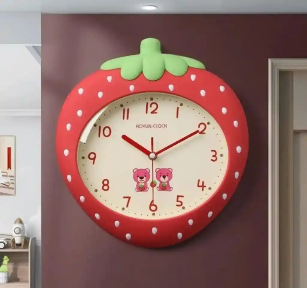 Reloj De Pared De Fresa Para Niña / Decoración Infantil