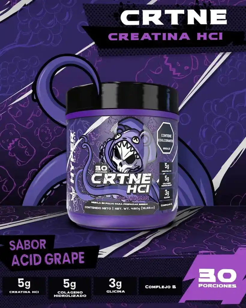 Creatina Hcl Hyper Sabor Uva Ácida