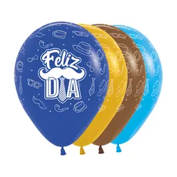 Globo Feliz Dia Fiesta Bigotes X 12 Unidades