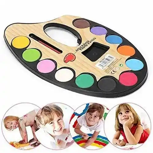 Acuarela Paleta Grande X 12 Colores + Pincel Ref. H4p-0a1