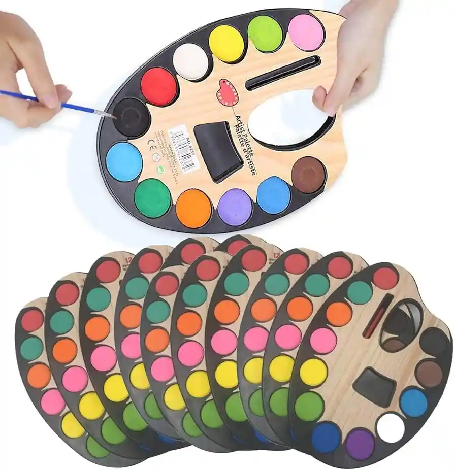 Acuarela Paleta Grande X 12 Colores + Pincel Ref. H4p-0a1