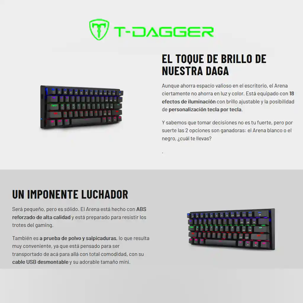 	 Teclado Gamer Mecánico T-dagger T-tgk321b Arena 60% Compacto Azul