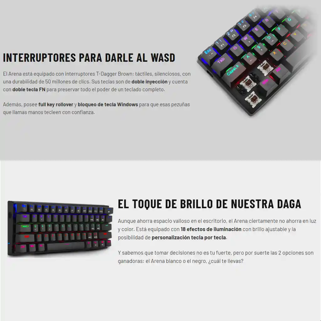 Teclado Gamer Mecánico T-dagger T-tgk321 Arena 60% Compacto Negro