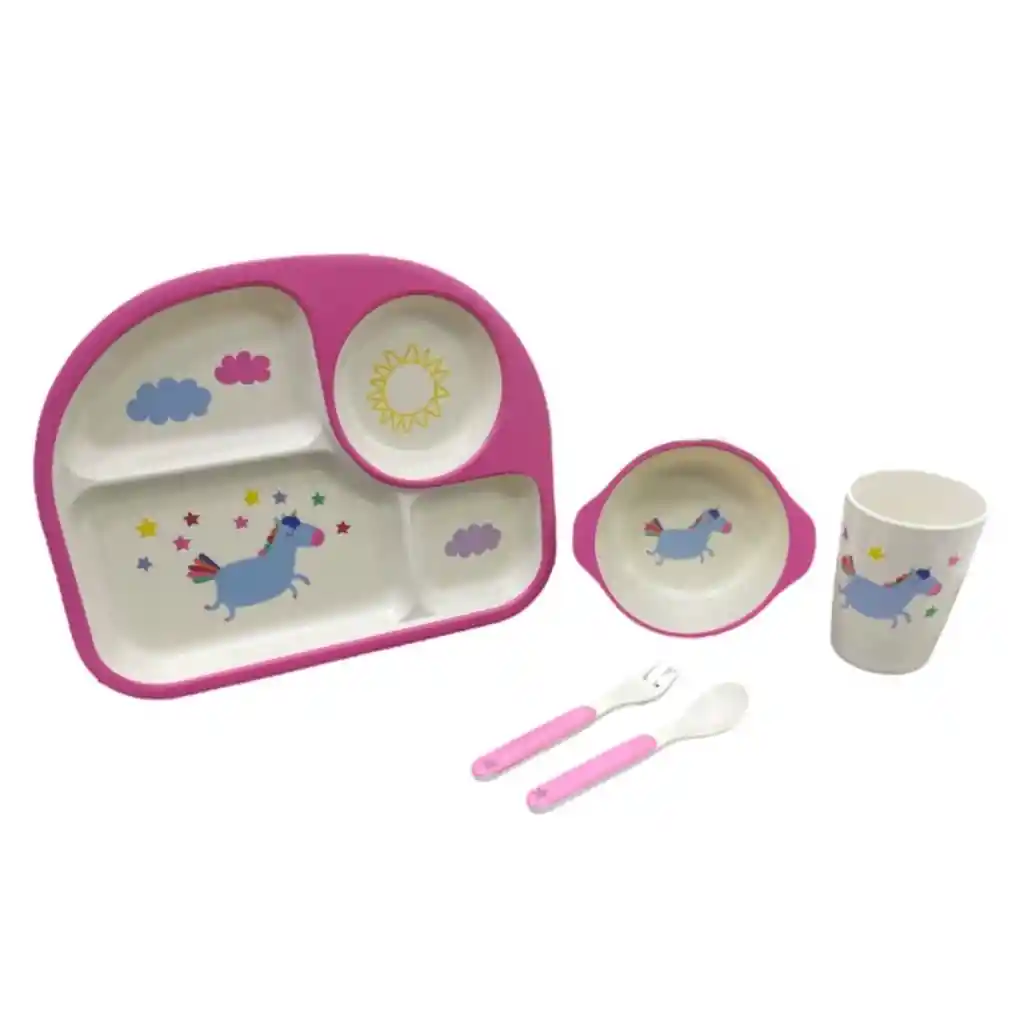 Set Vajilla Infantil Bamboo 5 Piezas