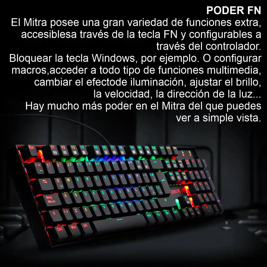 Teclado Gamer Mecánico Redragon K551 Mitra Iluminación Rgb