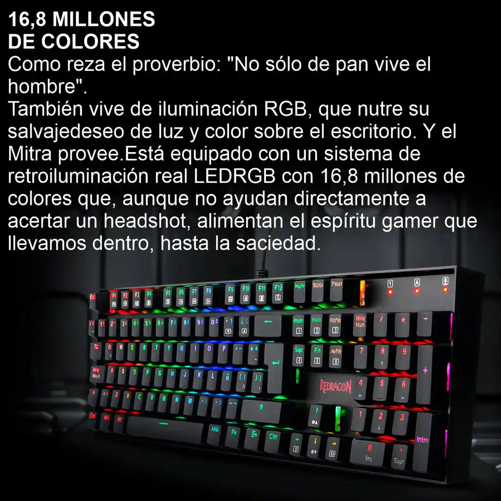 Teclado Gamer Mecánico Redragon K551 Mitra Iluminación Rgb
