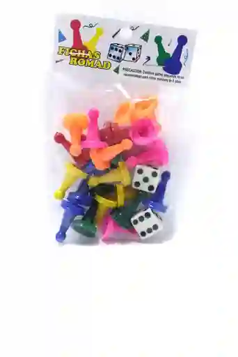 Fichas Para Parqués Multicolor 6 Puestos + 2 Dados