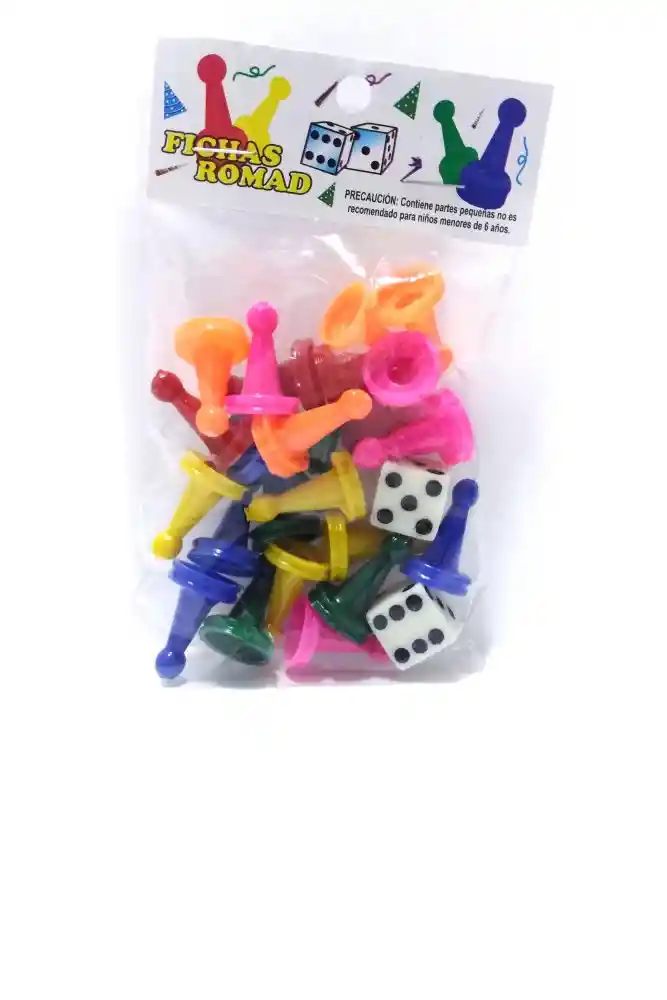 Fichas Para Parqués Multicolor 6 Puestos + 2 Dados