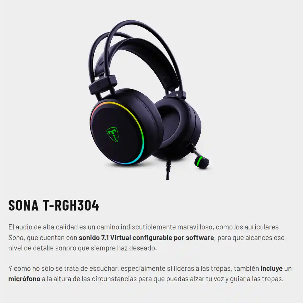 Diadema Gamer Usb T-dagger T-rgh304 Sona, Rgb / 7.1 Virtual