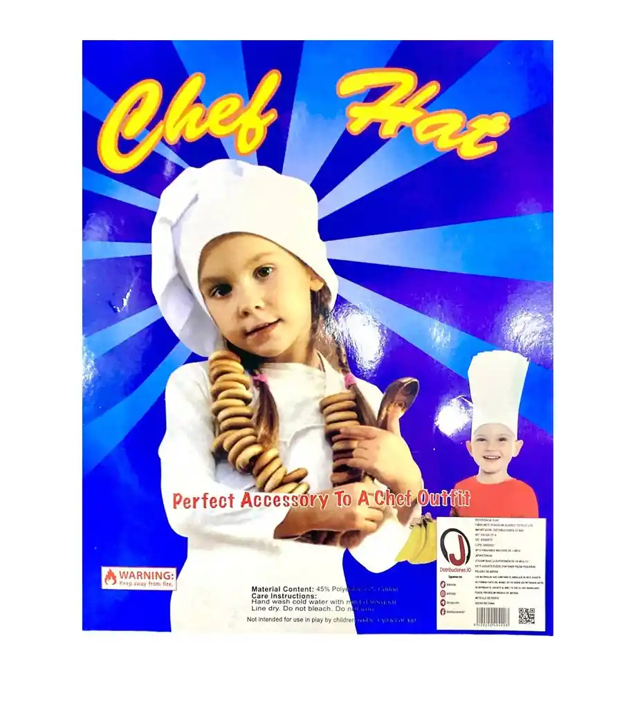 Gorro Chef Para Niños Y Niñas Color Blanco Halloween Carnaval