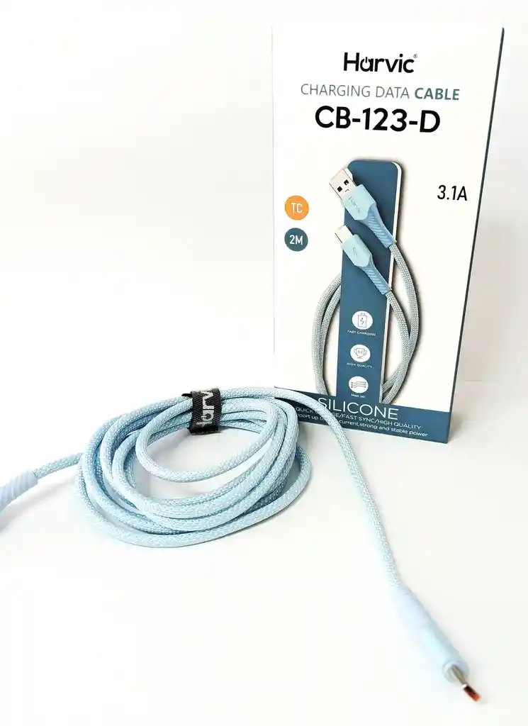 Cable De Carga 2 Mts Tipo C Harvic Azul