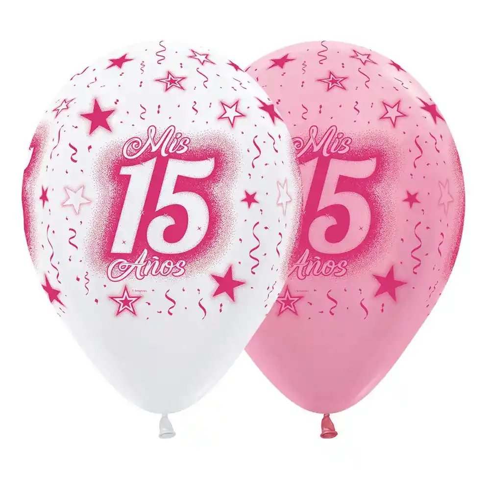 Globos Bombas R-12x12 Latex Redondo Infinity Mis 15 Años Satin Surtido Marca Sempertex