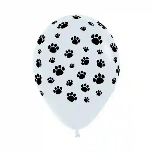 Globos Bombas R-12x12 Latex Redondo Infinity Huellitas Fashion Blanco Marca Sempertex