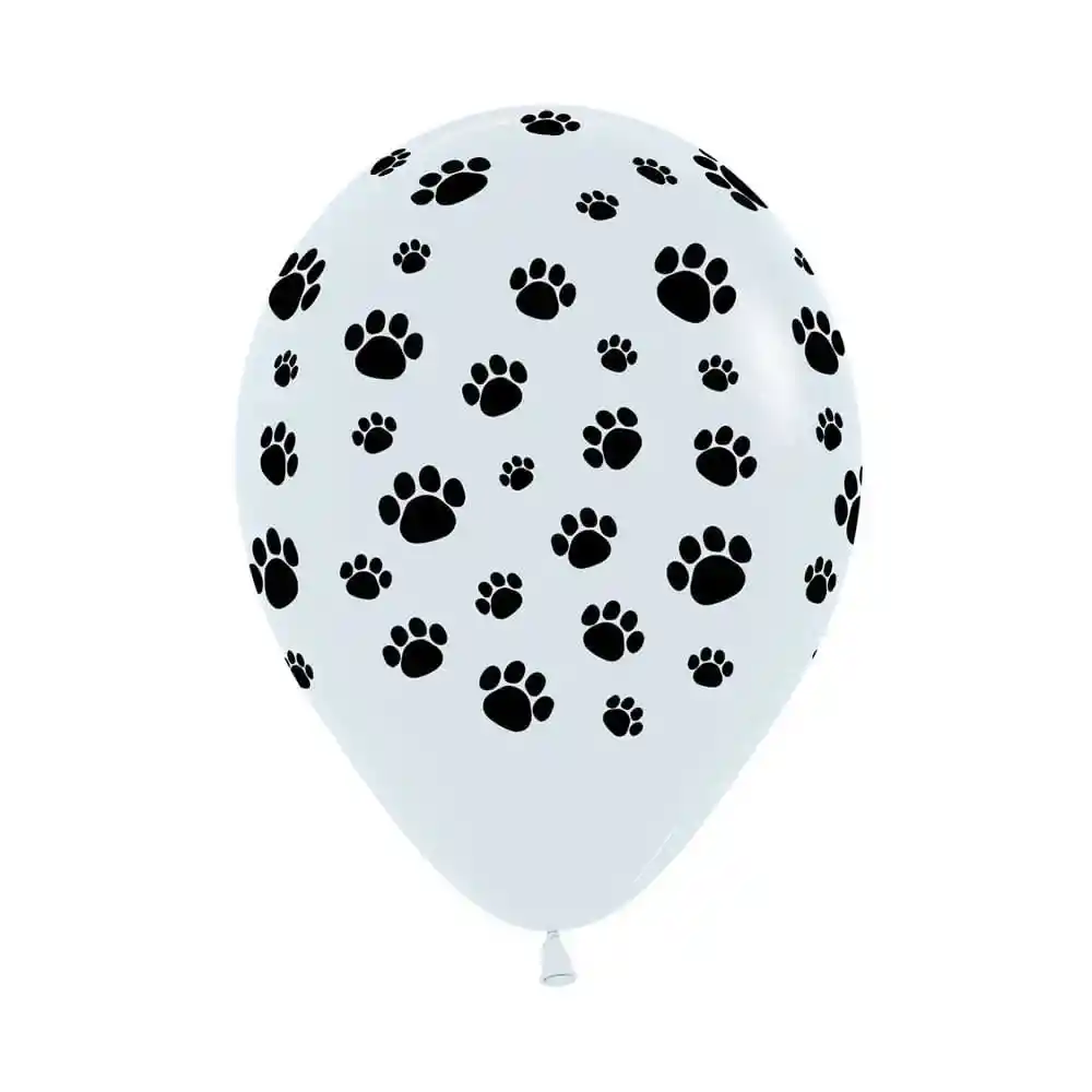 Globos Bombas R-12x12 Latex Redondo Infinity Huellitas Fashion Blanco Marca Sempertex