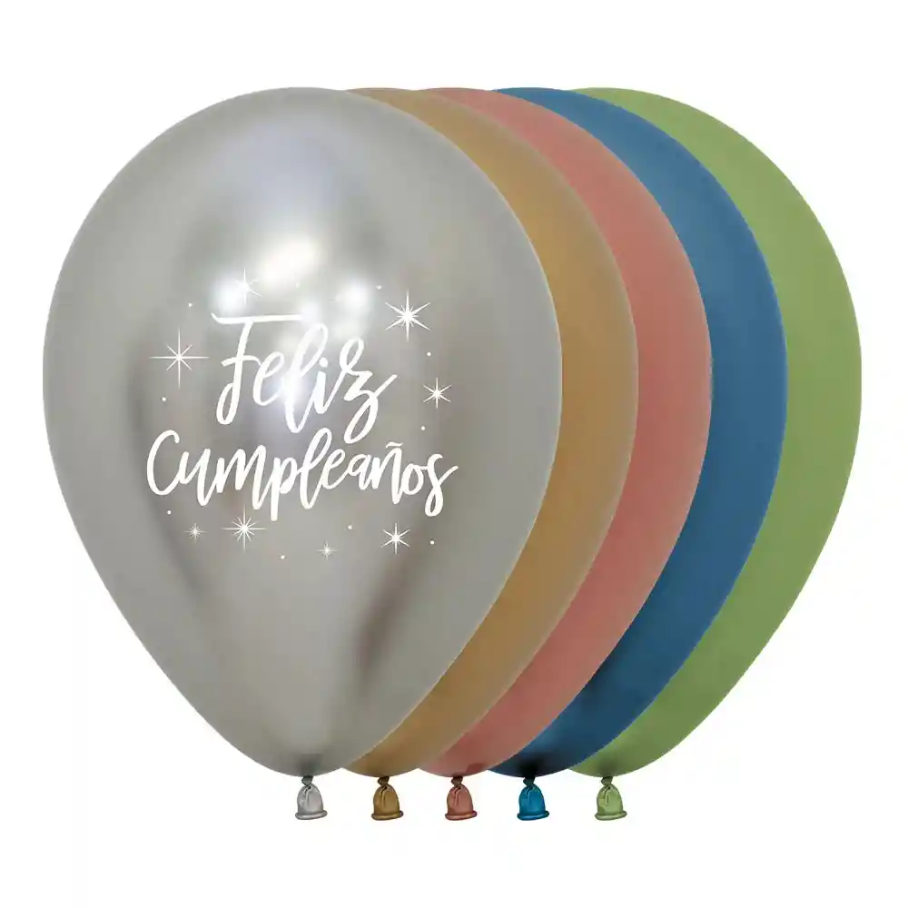 Globos Bombas R-12x12 Latex Redondo 2 Caras Feliz Cumpleaños Radiante Reflex Surtido Marca Sempertex