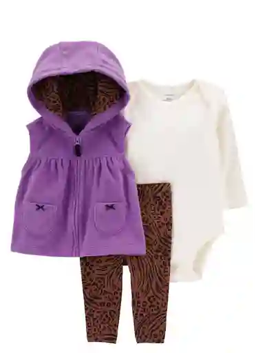 Conjunto Chaleco Morado - / 6 Meses