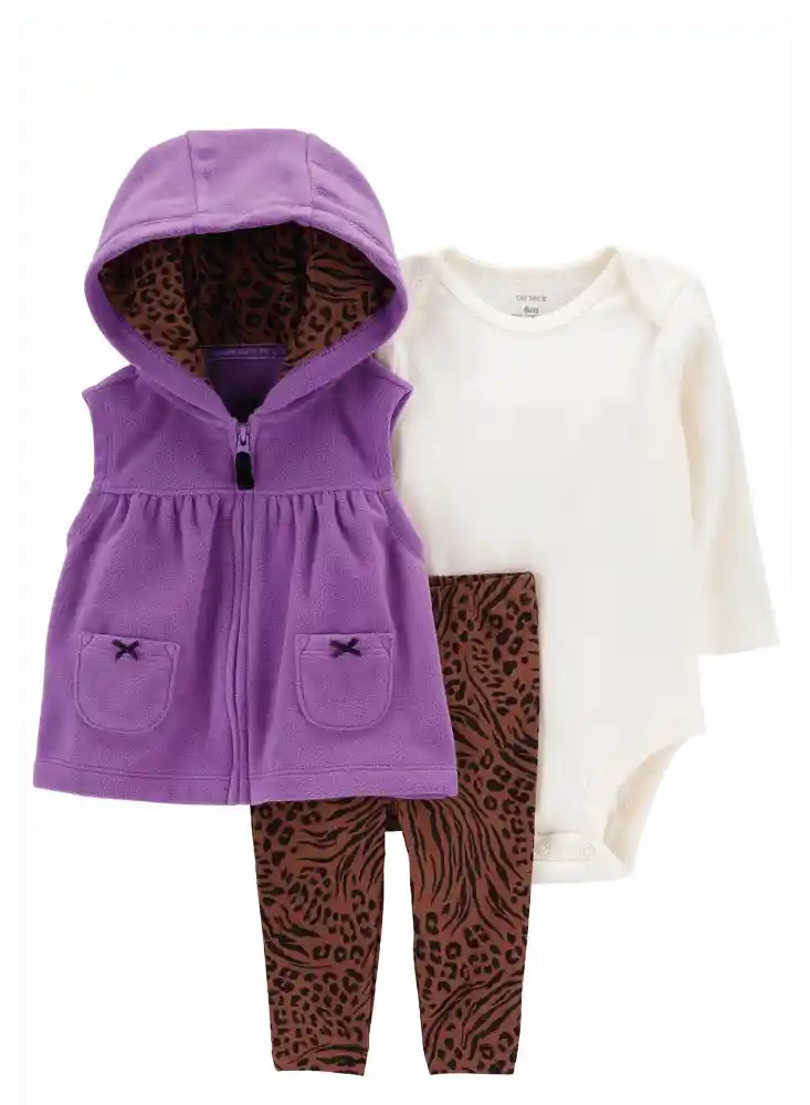 Conjunto Chaleco Morado - / 6 Meses