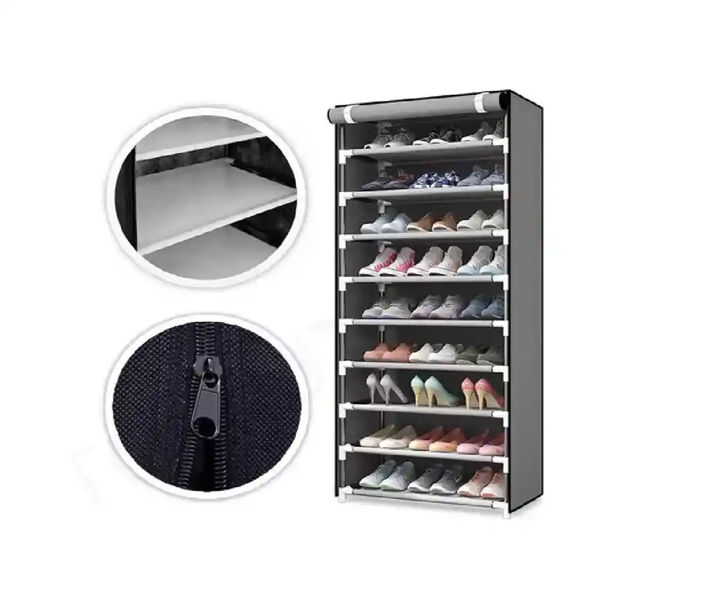 Zapatera Organizador Closet Zapatos 9 Niveles 27 Pares Tela Color Gris