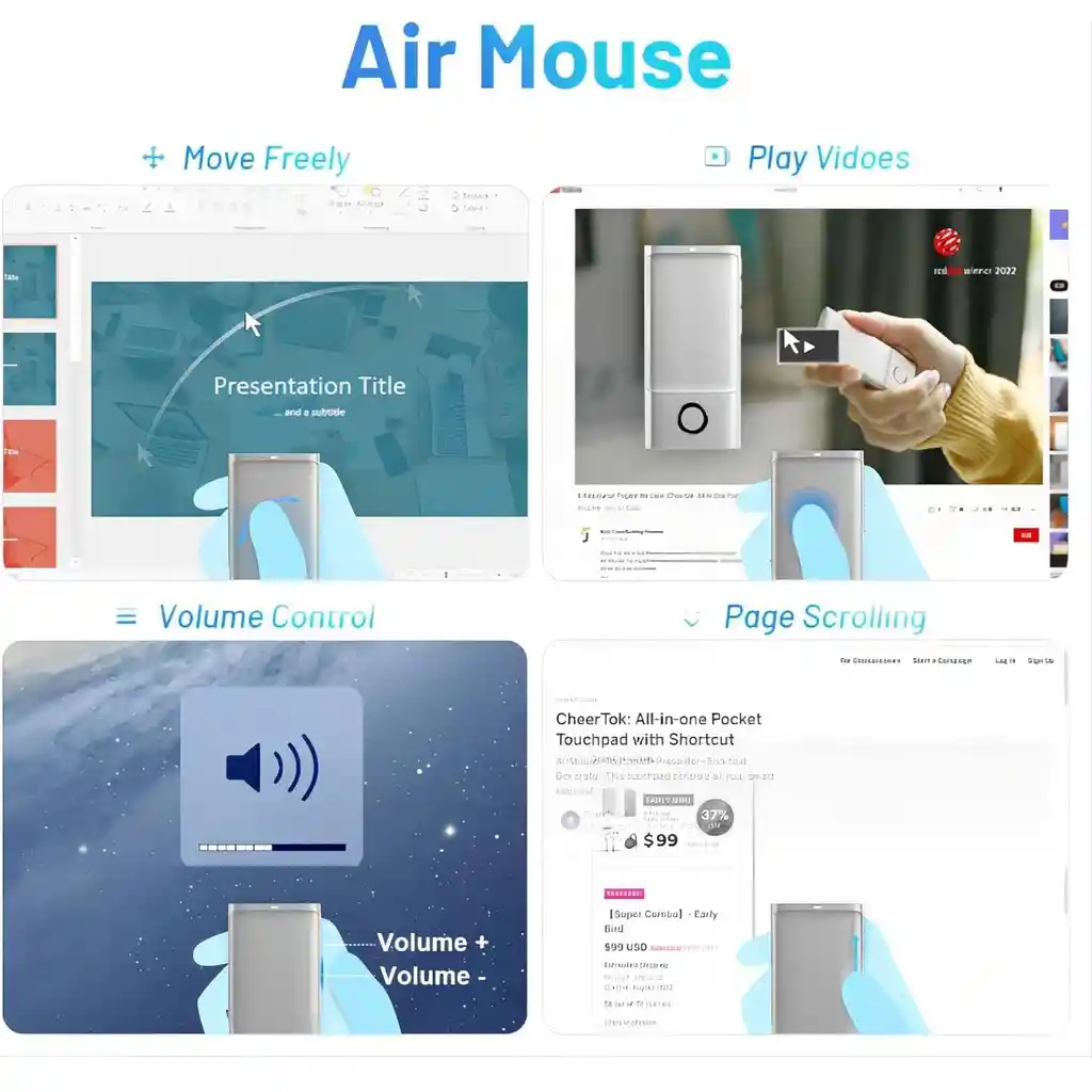 Presentador De Diapositivas Tactil Air Mouse Con Apuntador