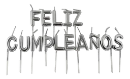 Vela Letras Feliz Cumpleaños Metalizada Plateada