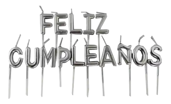 Vela Letras Feliz Cumpleaños Metalizada Plateada