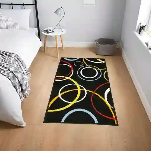 Alfombra Tapete Pie De Cama - Entrada Negro 50 X 80cms