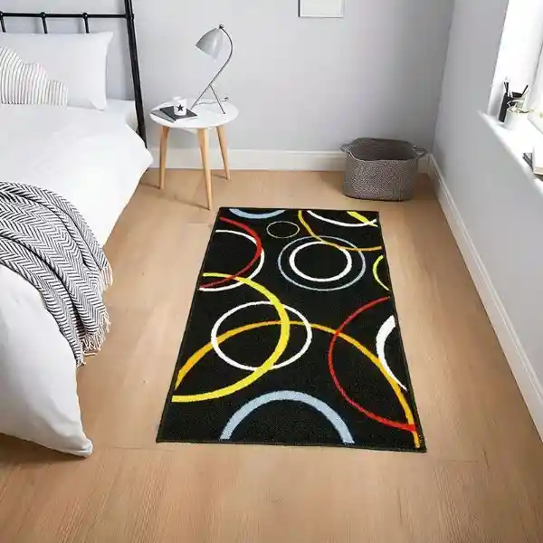 Alfombra Tapete Pie De Cama - Entrada Negro 50 X 80cms