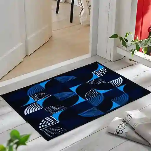 Alfombra Tapete Pie De Cama - Entrada Azul 50 X 80cms