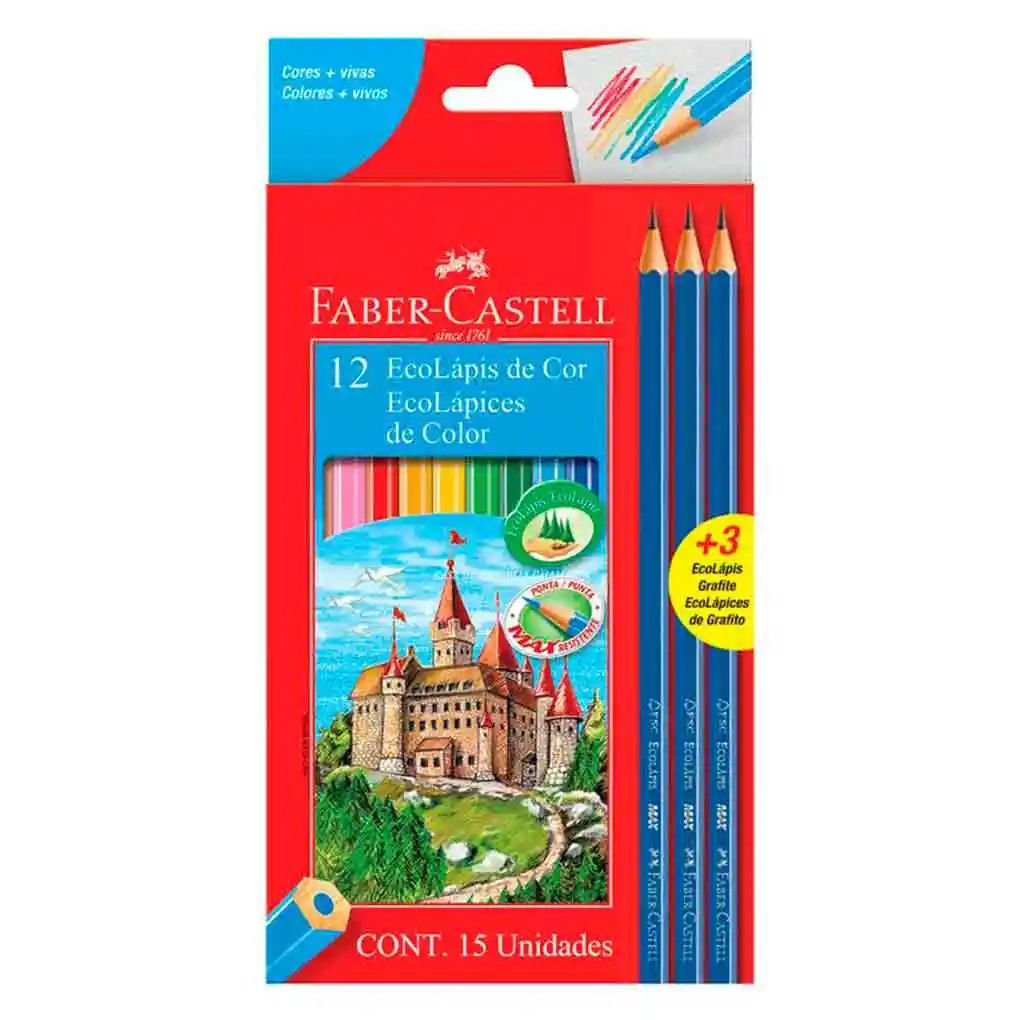 Colores + 3 Escolapice De Grafito X12 Faber Castell