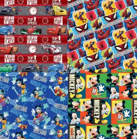 Papel De Regalo Estampado Para Niños X3 Pliegos
