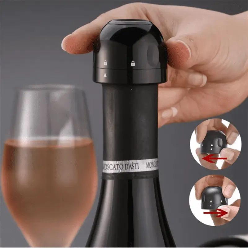 Pompe à Vide Pour Vin CHAMP - En Acier Et Silicone, 9,5 Cm, Conserve Le Vin Après Ouverture - 11