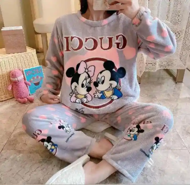 Pijama Térmica Mickey Minnie Gucci Talla Única Adulto (gris)