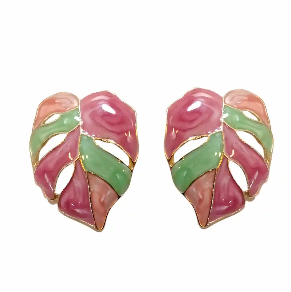 Aretes Tipo Topo Diseño Hojita