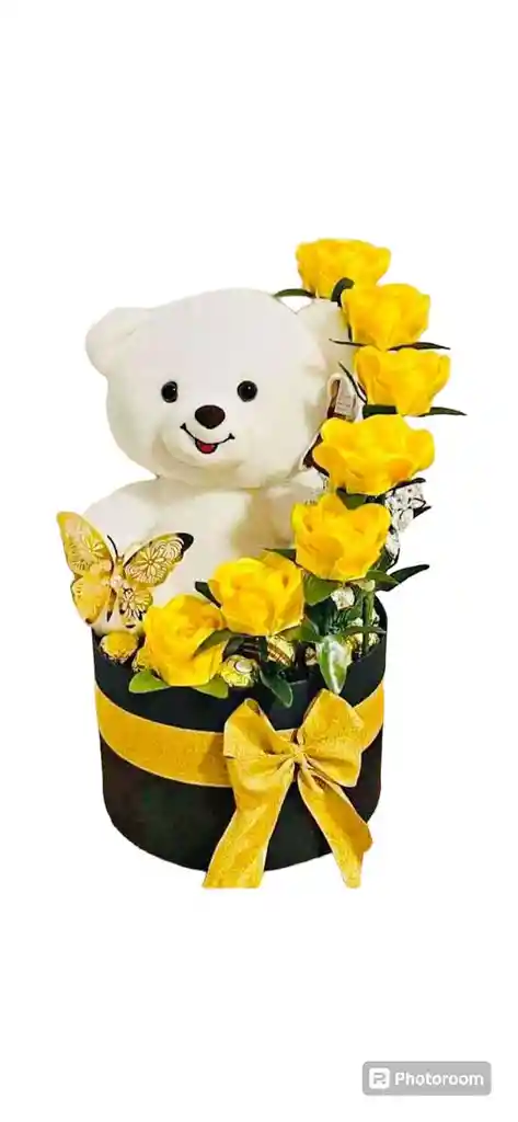 Arreglo De Flores Con Peluche