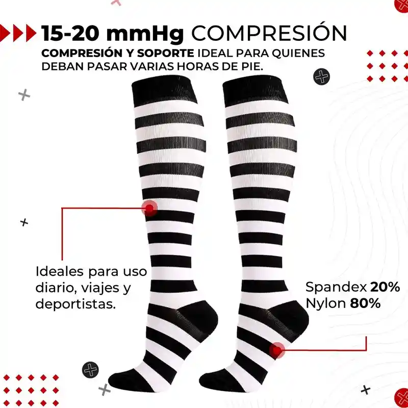 Medias De Compresion Fitnics 15-20 Mmhg Set X 5 - Talla L/xl