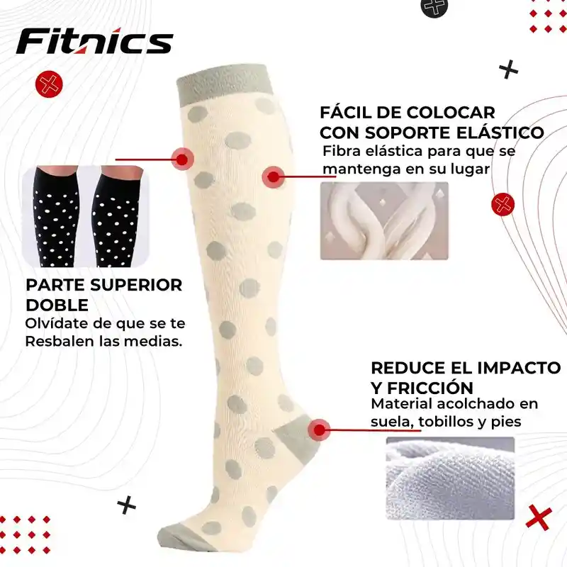 Medias De Compresion Fitnics 15-20 Mmhg Set X 5 - Talla L/xl