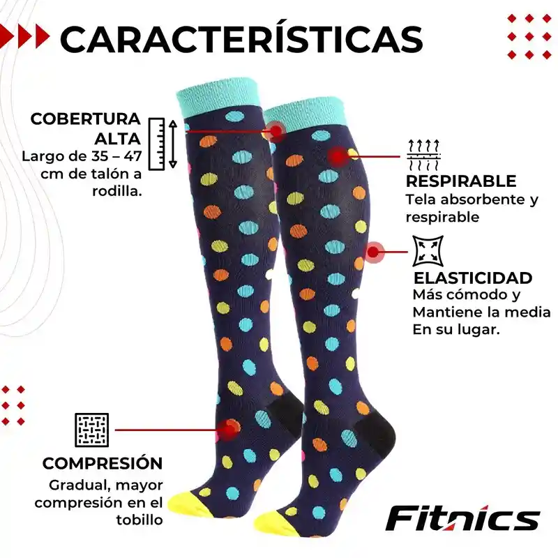 Medias De Compresion Fitnics 15-20 Mmhg Set X 5 - Talla L/xl